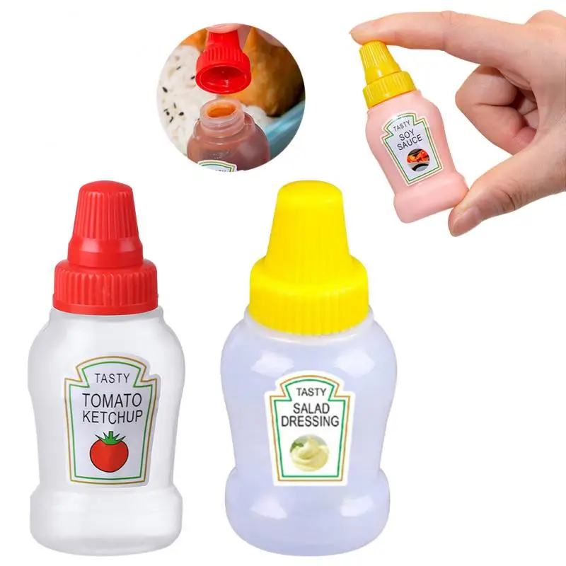 Squeeze Sauce Bottle For Seasoning Covered Polychromatic Plastic Condiment Dispenser Portable Single Condiment Squeeze Box