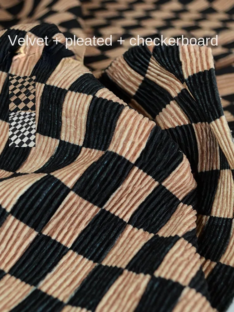 

Autumn Winter Pleated Velvet Fabric for Pants Clothing Designer Wholesale Cloth Apparel Diy Sewing By Thr Meter Material