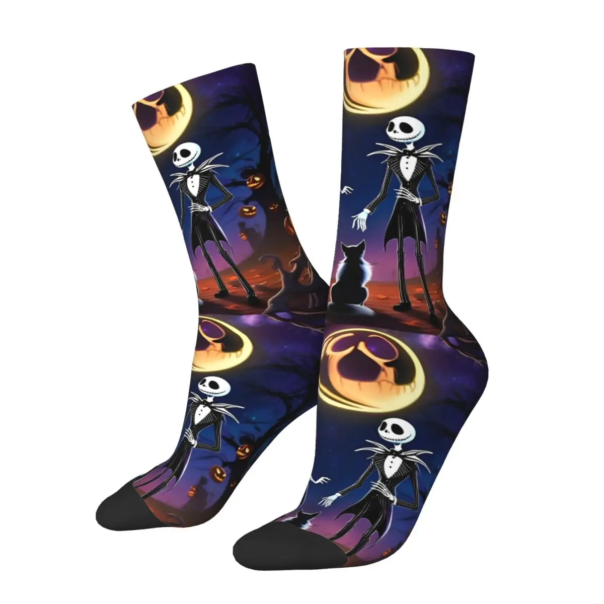 

Crazy Design The Nightmare Before Christmas Movie Soccer Socks Polyester Long Socks for Unisex Sweat Absorbing