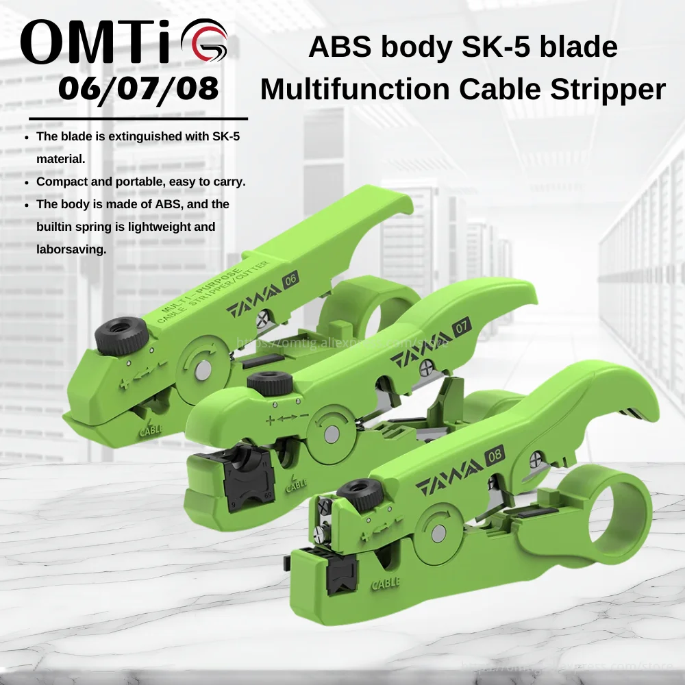 

OMTiG Multi-Functional Network Cable Stripper, Stripping Tools For UTP, STP, RG59, RG6, RG7, RG11