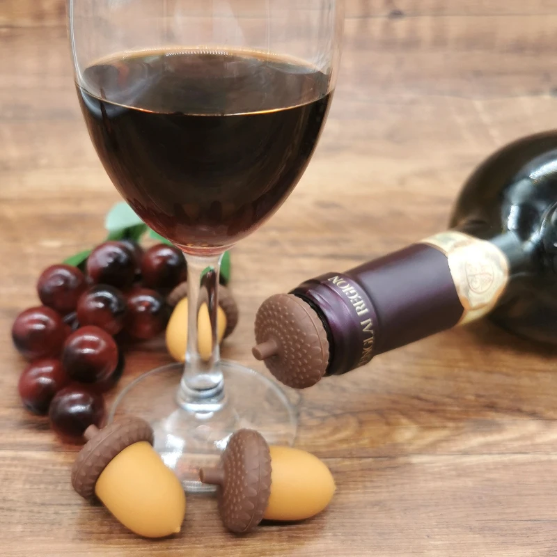 1PC Silicone Wine Bottle Stopper Leak Proof Beer Champagne Cap Closer Acorn Shape Whisky Wine Cork Plugs Lids Kitchen Bars Tool