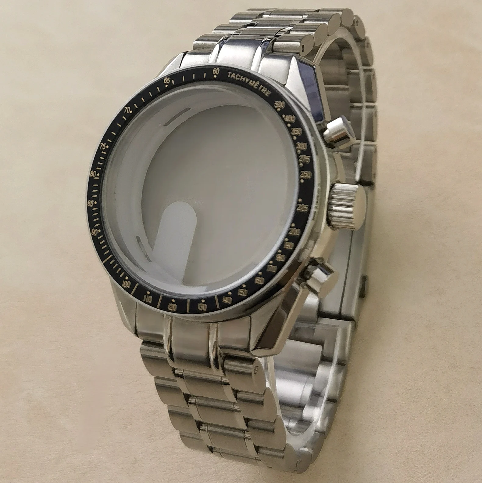 40mm Stainless Steel Case Strap Fit for VK63 Movement Gold Words Aluminum Bezel Moonswatch Style Watch Accessories
