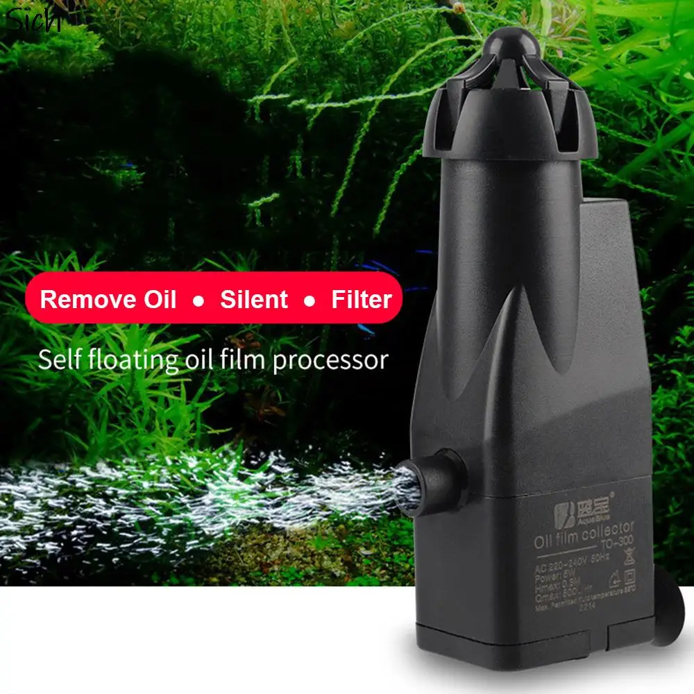 Aquarium Surface Oil Skimmer Filter Mini Auto Fish Tank Remove Oil Film Tool 220V Aquarium