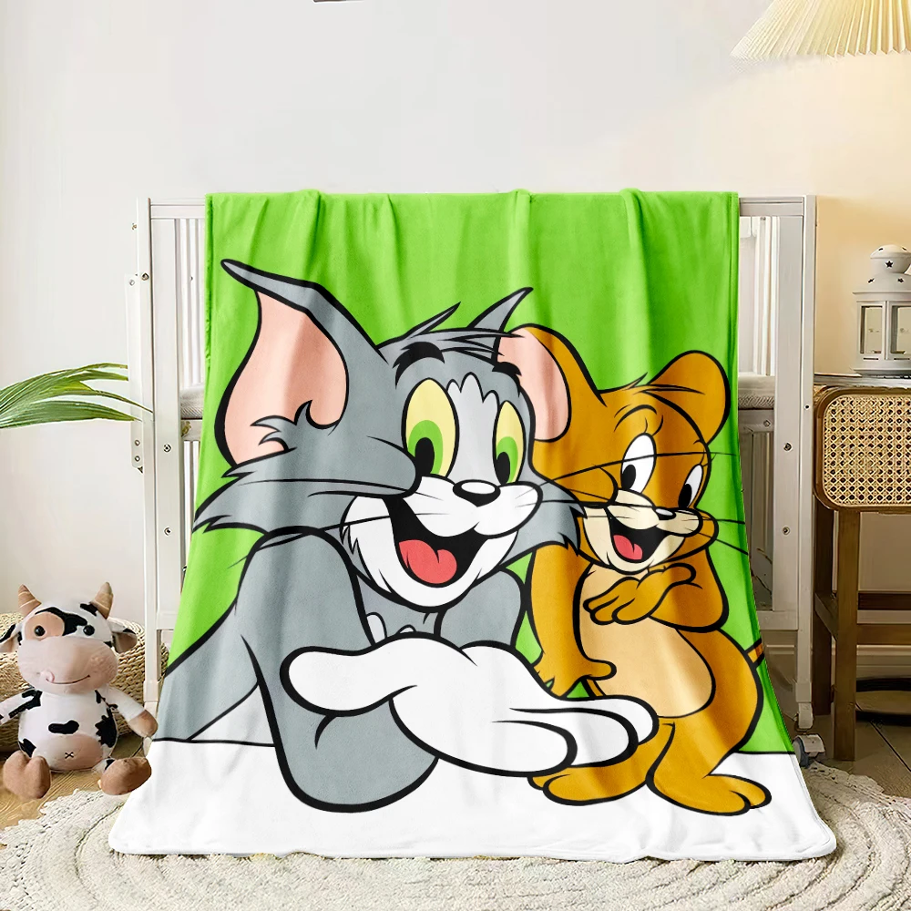 Miniso Tom and Jerry Printed Flannel Blanket.Sofa,Bedroom.Bed Home Office Nap Blanket Car,Travel, Camping, Picnic Blankets Gift