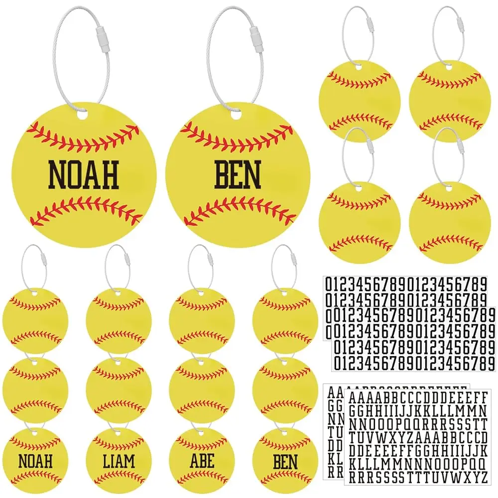 

18 Pcs Baseball Softball Luggage Tags for Suitcases with 4 Sheets UV Stickers Personalized Travel Tags for Team Gifts