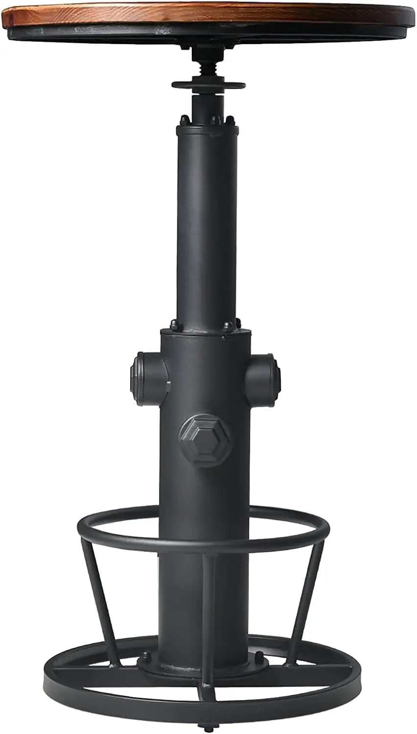 Tavolo da bar rotondo regolabile in altezza, piano in legno da 23,7' di diametro, tavolino da cucina per ufficio da pranzo