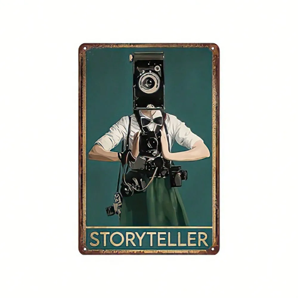 

Vintage Rustic Metal Wall Decor,Camera Design,Storyteller Art,Home Office Decor for Ramadan 2026,Valentines,Art Deco (Note: T