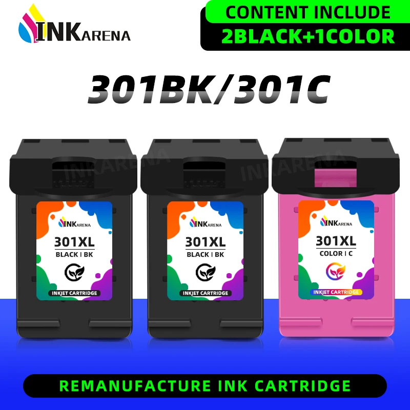 

Inkarena 301 Cartridge For HP 301 Ink Cartridges Remanufactured For HP 301XL Deskjet 2050 1510 1050 1510 2000 2510 2540 3050a