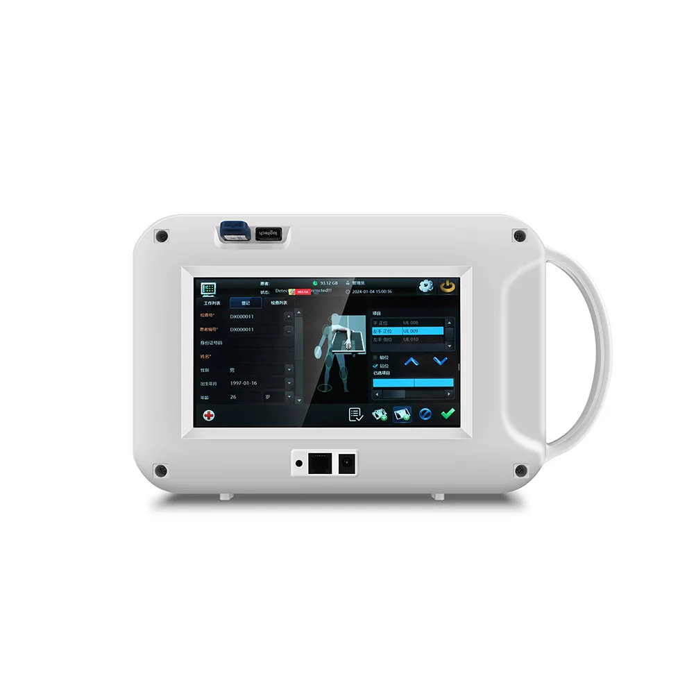 Portable handheld digital X-ray machine with built-in PC for imaging of human chest limbs and veterinary animals