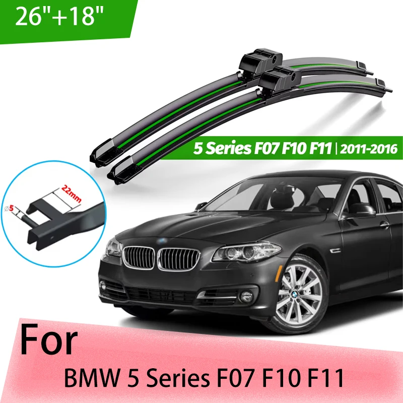 

Wiper Front Wiper Blades For BMW 5 Series F07 F10 F11 2011-2016 Windshield Windscreen Window Rain Brushes 26"+18"