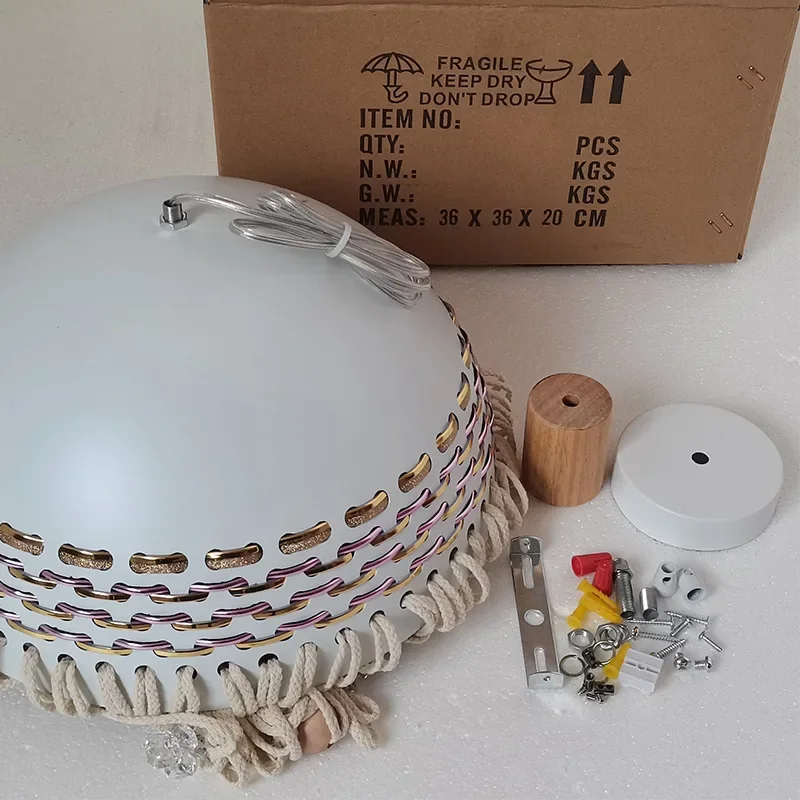 SANDYHA Bohemian LED Pendant Light Handmade Hemp Rope Chandelier for Living Room Bedroom Restaurant Decoration Modern Hanging