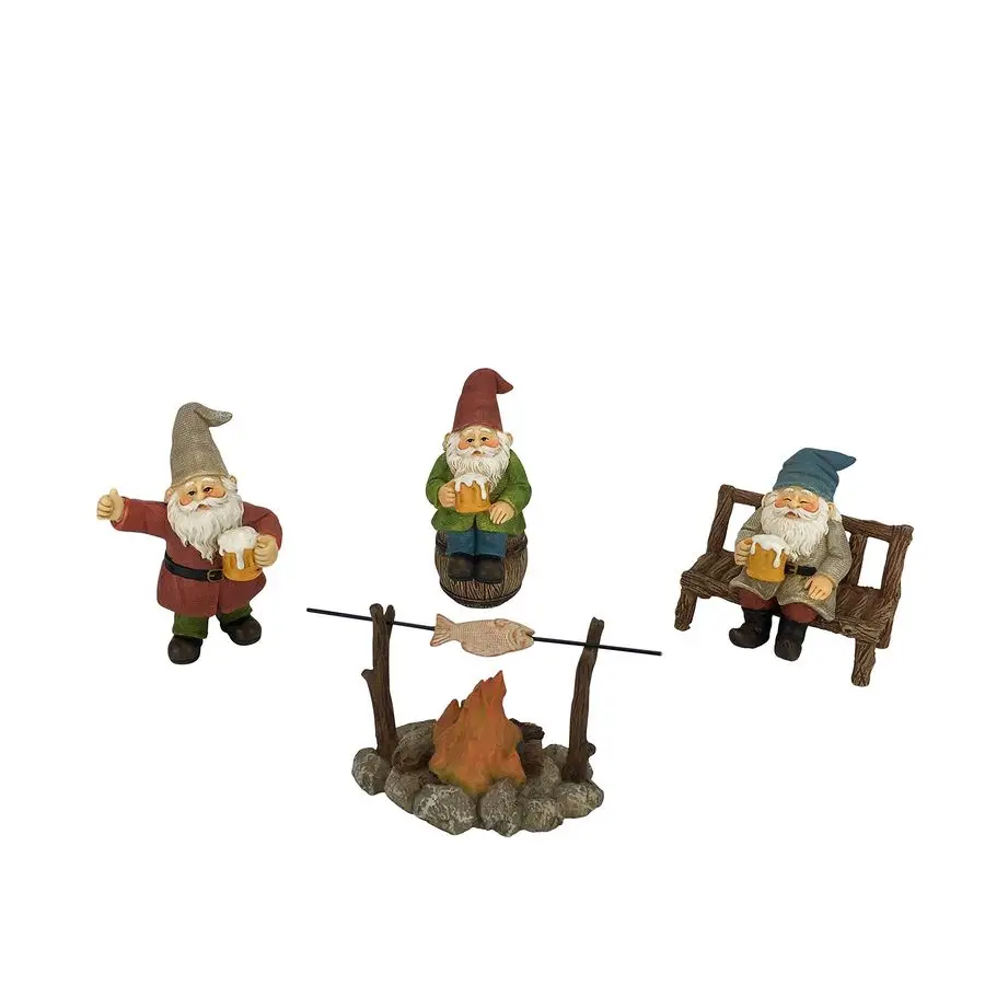 

Happy Gnomes Beer Drinking Celebration 5Piece Garden Gnome Buddies Set for The Miniature Fairy Garden