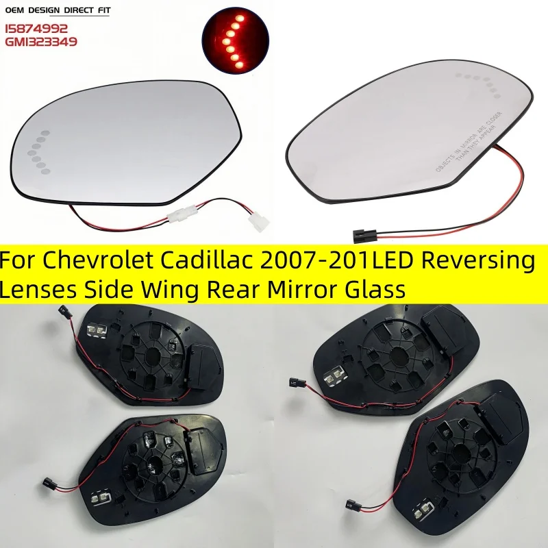 

Auto Left Right Side Wing Rear Mirror Glass for Chevrolet Cadillac 2007-2014 LED Reversing Lenses Car rearview heating lenses