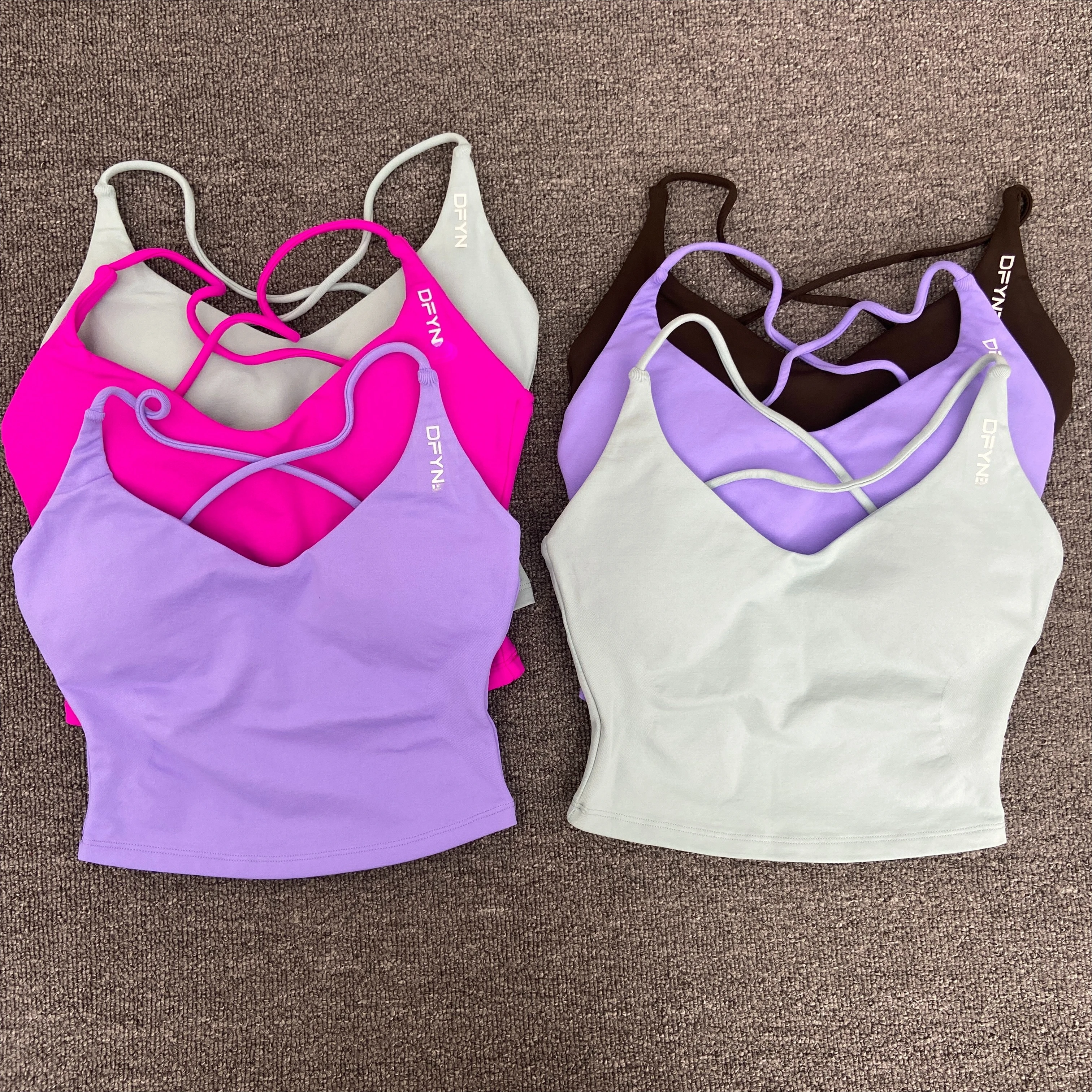 

DF High Elastic Seamless Fitness Tank Top for Women, Lace Cropped Cami Vest for Yoga Gym Workout, Sexy Sports Bra