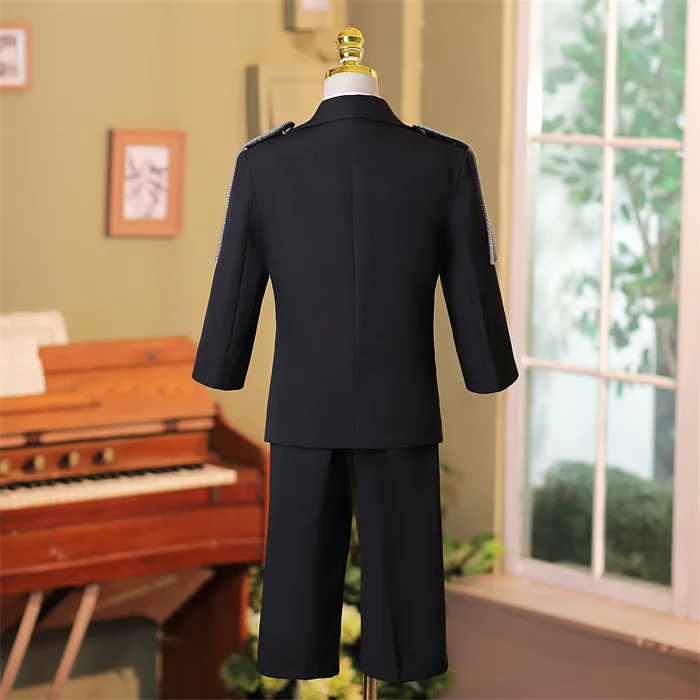 2024 New Children's Sequins Catwalk Suits Wedding Birthday Party Host Piano Performs a Walk Show Tuxedo Boys Blazer Sets A4114