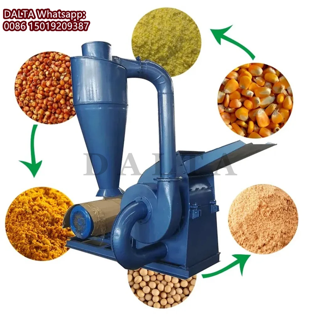 Corn Rice Husk Grinder Hammer Mill Machine Animal Fodder Grainder Pig Feed Crusher Machine Straw Grass Feed Processing Machine