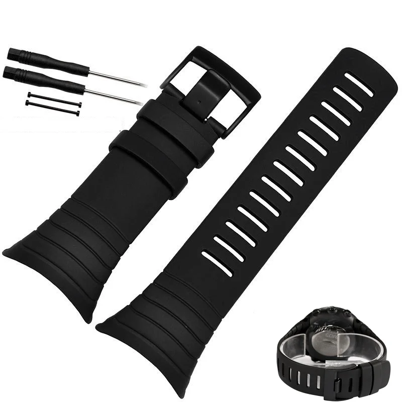 SUUNTO CORE Series Watchband Black Rubber Strap High Quality Silicone Bracelet Men Watch Accessories 35mm