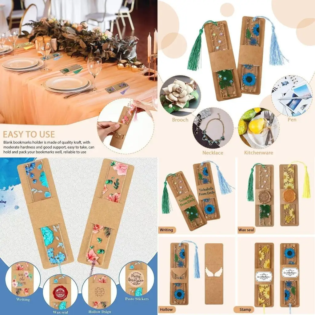 

J78F 30pcs Kraft Paper Sleeves Blank Display Cards Resin Holder Small Business Gift Packaging Supplies