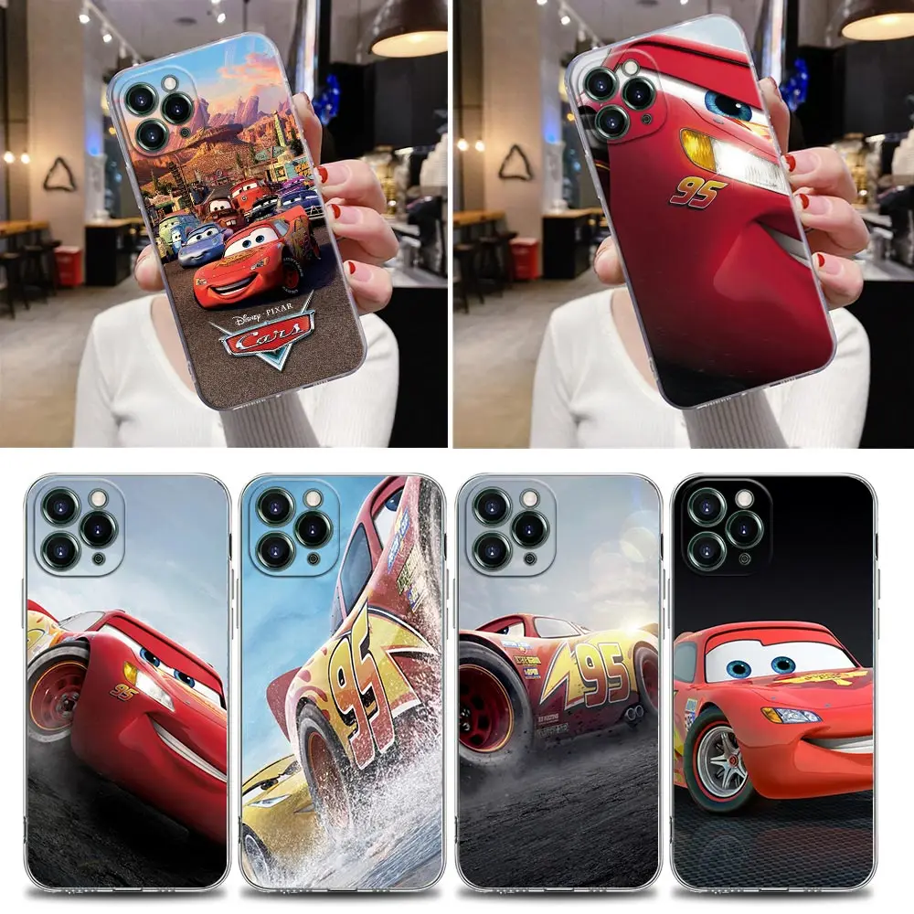 

Disney Lightning McQueen Clear Case For iPhone 16 15 14 13 12 11 Pro Max Mini Xs XR 8 Plus Cover For iphone 16 Pro Case Silicone