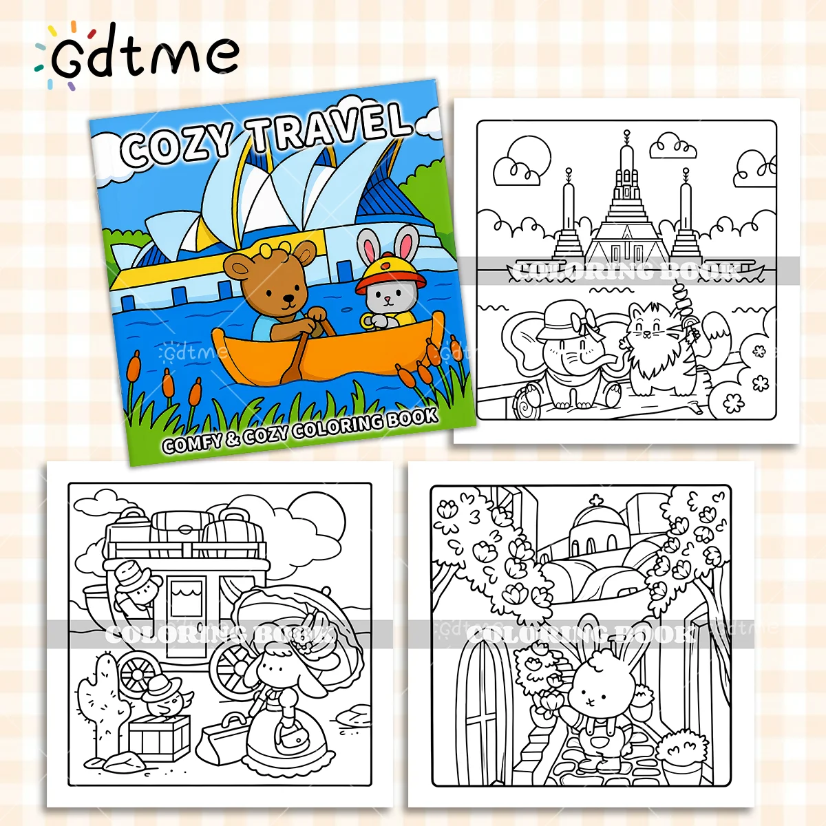 COZY TRAVEL Coloring Book for Adult 24page Relieve Stress Kill Time DIY Painting Drawing Book Kids Educational Toy