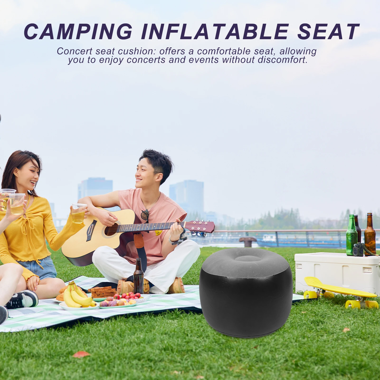 

Round Inflatable Core Stool Cushion Outdoor Folding Camping Seat Lightweight Comfortable Stadium Concert Chair PVC