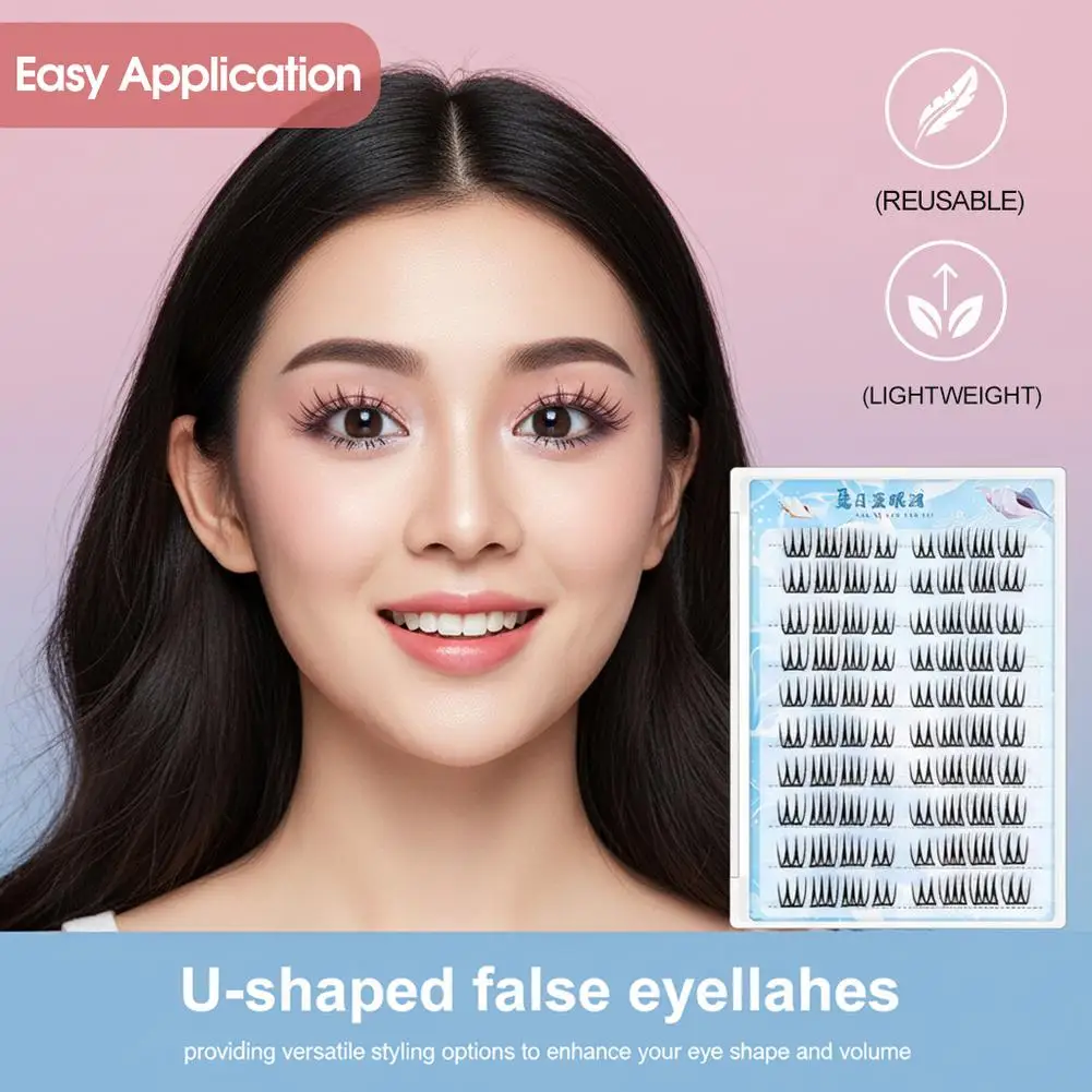 Korean Girl Group Inspired U-Shaped False Eyelashes Thin Film Natural Looking Bare Makeup Effect for Women D6V1