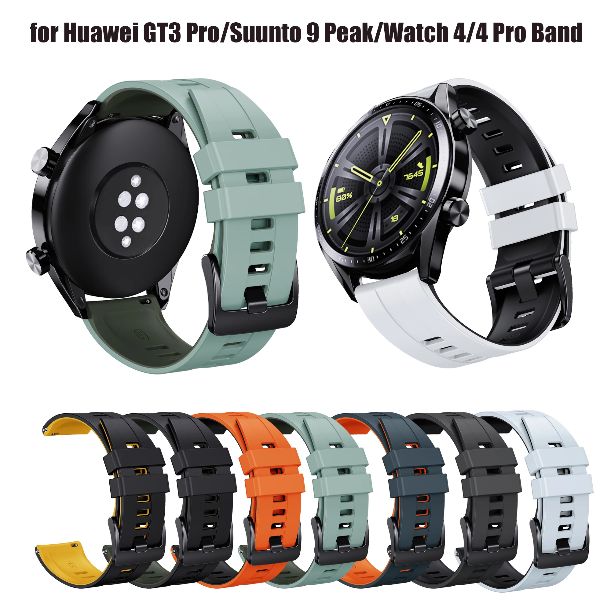 22mm Silicone Watch Band for Huawei GT3 Pro/Suunto 9 Peak/Watch 4/4 Pro Starp for Galaxy Watch 3/Amazifit 2 Watchband Bracelet