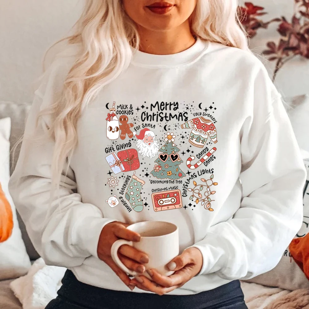 Retro Christmas Sweatshirt Aesthetic Santa Claus Shirt Christmas Hoodies Christmas Vibes Winter Clothes Milk Cookie for Santa