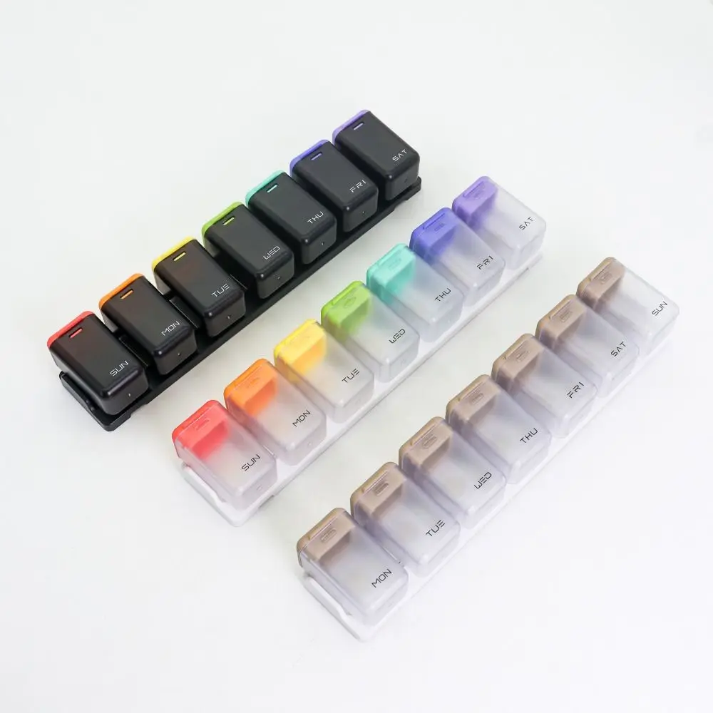 

Magnetic 7-Day Pill Organizer 1 Time a Day Dustproof Daily Pill Box Waterproof Week Mark Medicine Storage Box