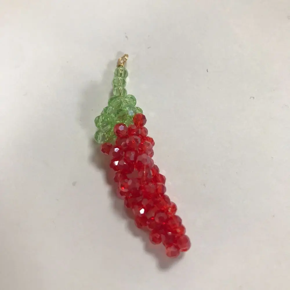 10Pcs Handmade Hot Pepper Seed Beaded Pendants Small Vegetable Food Charms for DIY Necklaces Keychains