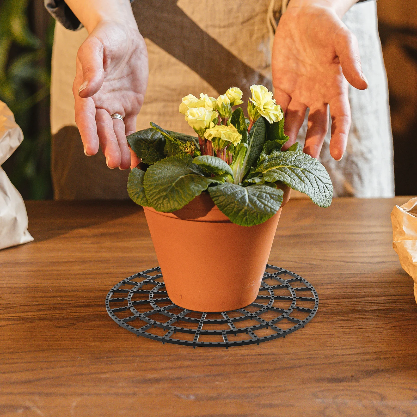 

6pcs Flowerpot Base Pad Bonsai Bottom Mesh Riser Plant Saucer Mat For Floor Protection Indoor Outdoor Garden Reusable Planter