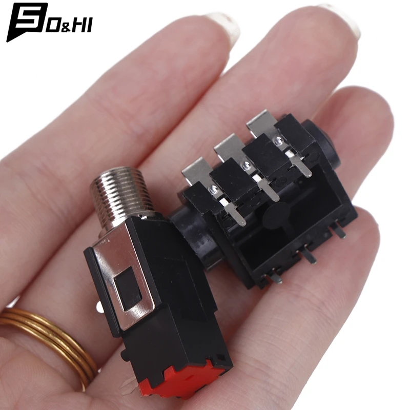 5Pcs 6.35mm Audio Jack 3Pin Stereo Audio Socket Microphone Welding Line For Microphone Socket PJ-609B PJ-601B Audio Connector