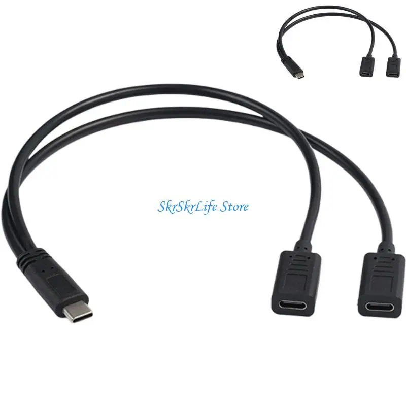

E65E USB C Splitter Cable USB Type C Male to 2 Double Type C Female Extension Charging Cable Y Splitter Replacement
