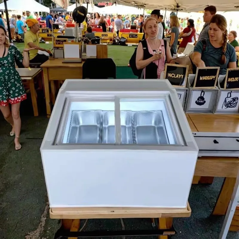 

Commercial Gelato Direct Cooling Ice Cream Machine Display Mini Table Top Cabinet
