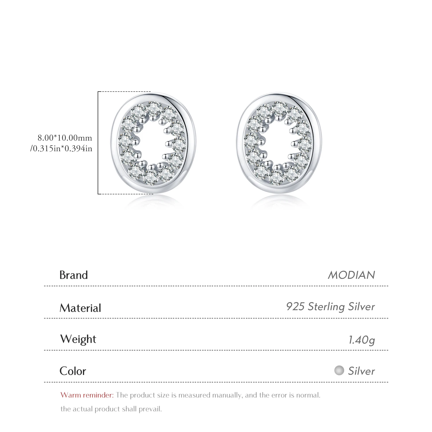 Modian Dazzling Full Paved Clear CZ Stud Earrings For Women 925 Sterling Silver Hollow Oval Wedding Statement Fine Jewelry