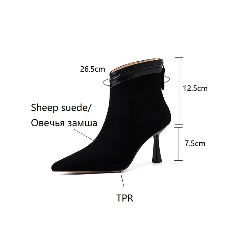 NEW Autumn Women Boots Sheep Suede Leather Shoes for Women Pointed Toe Ankle Boots High Heel Shoes Winter Thin Heel Modern Boots