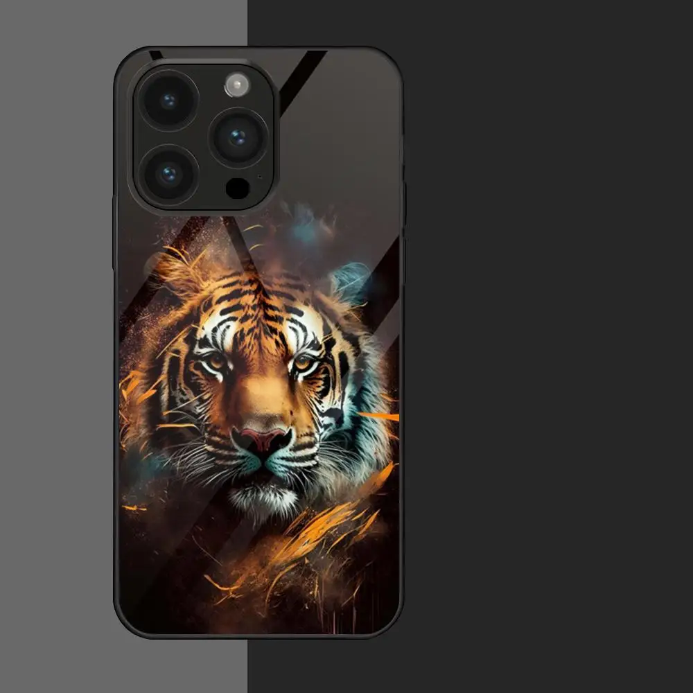 Tiger Lion Leopard Animal MAISTO Phone Case Glass Phone Case For Iphone 16 15 14 13 11 12 Pro Max Xr X Xs 8 7 Plus