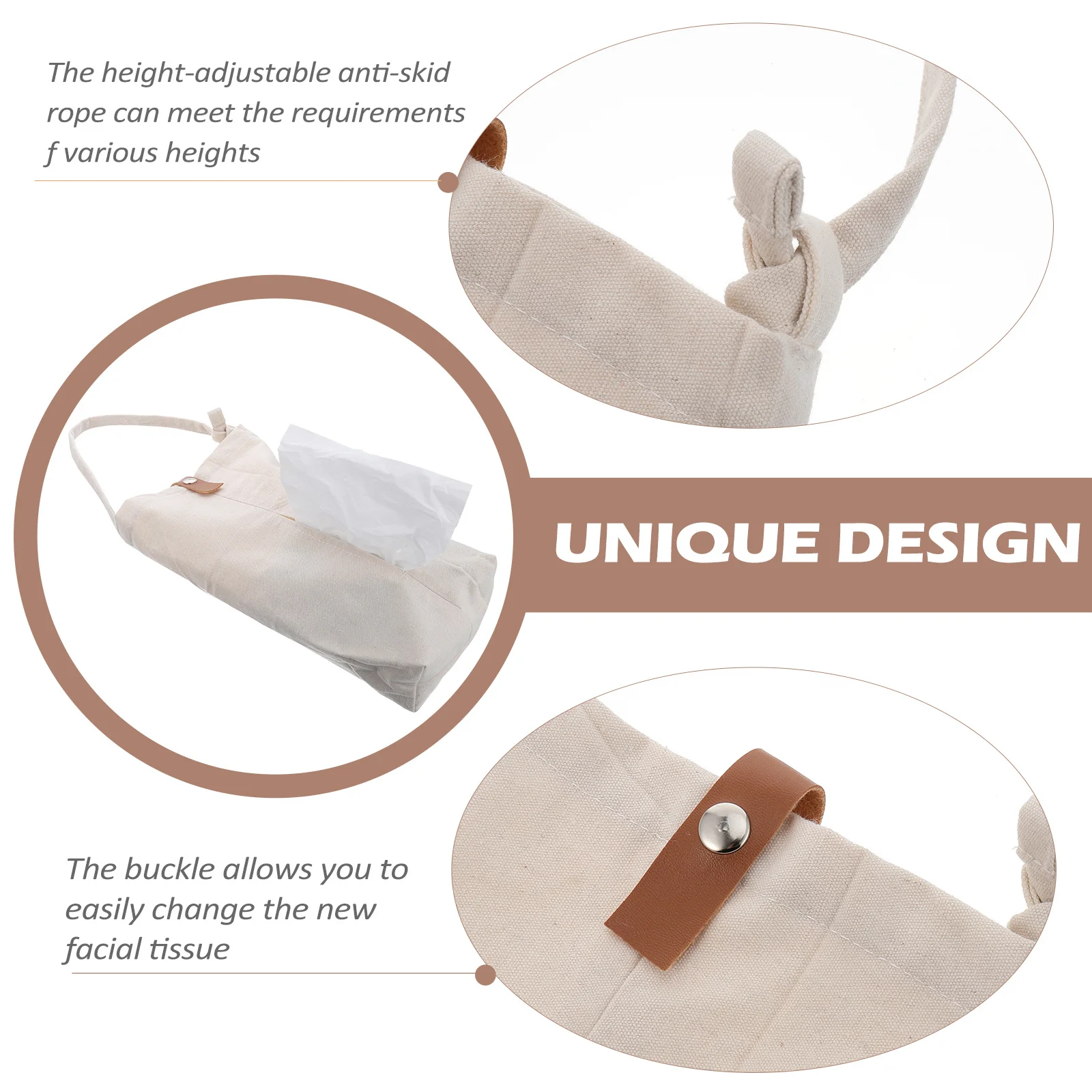 

1Pcs Car Tissue Bag Canvas Material Backseat Facial Tissue Holder Hanging Napkin Case for Car Home Office Simple Napkin Bag