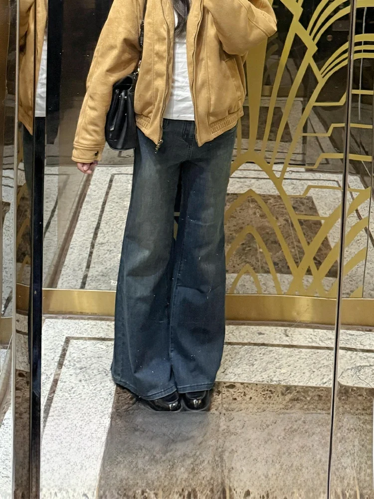 Jean slim rétro pour femmes, pantalon évasé en Denim, sabot drapé, nouvelle collection automne hiver, taille haute décontractée