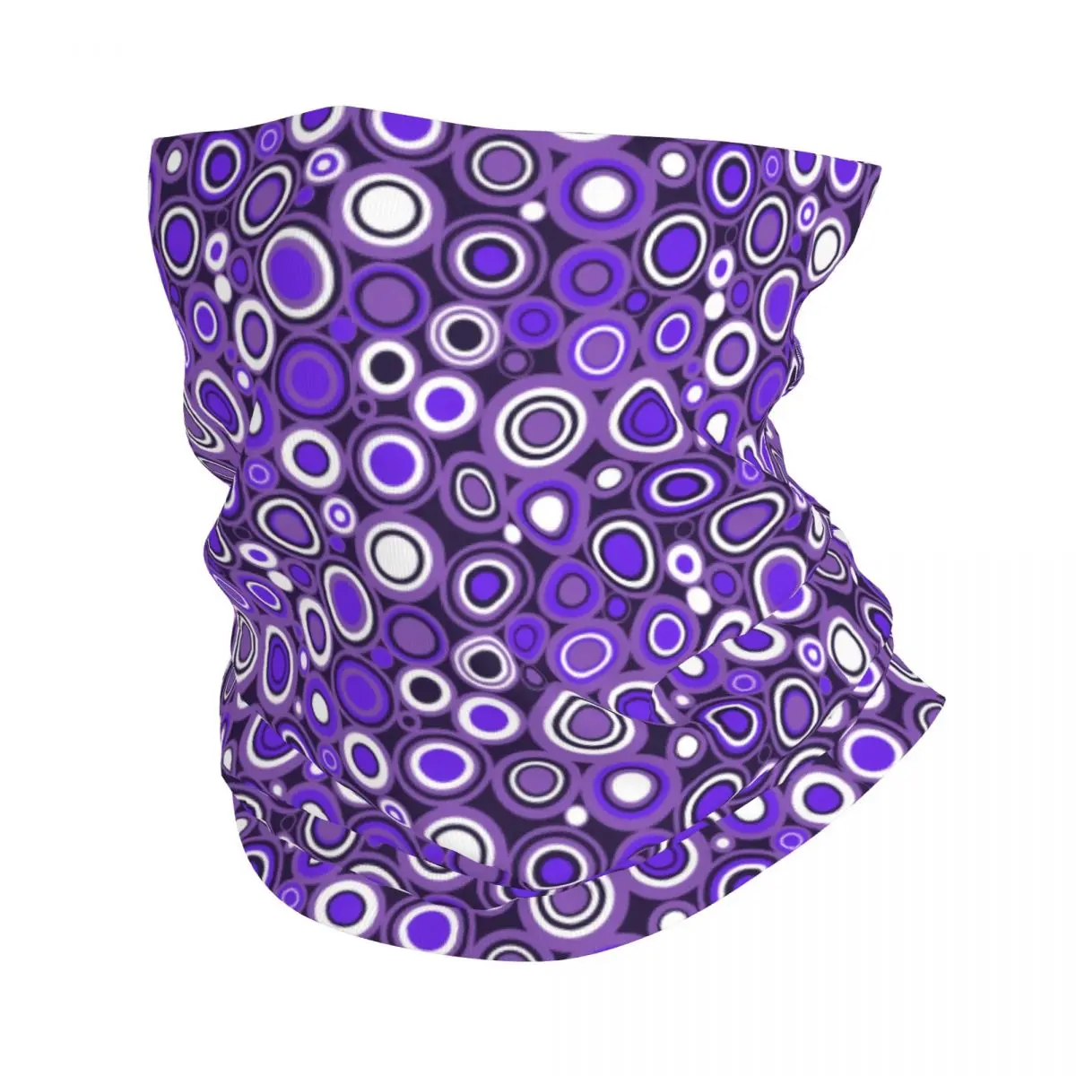 Custom Ultra Violet Purple And White Circle Retro Pattern Neck Gaiter Women Men Windproof Winter Bandana Scarf for Ski