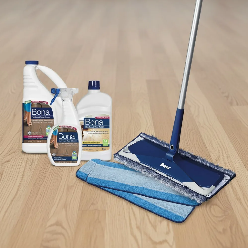 

Ultimate Hardwood Floor Care Kit - Microfiber Mop, Cleaning Solution, Polish & Pads for Pet Owners