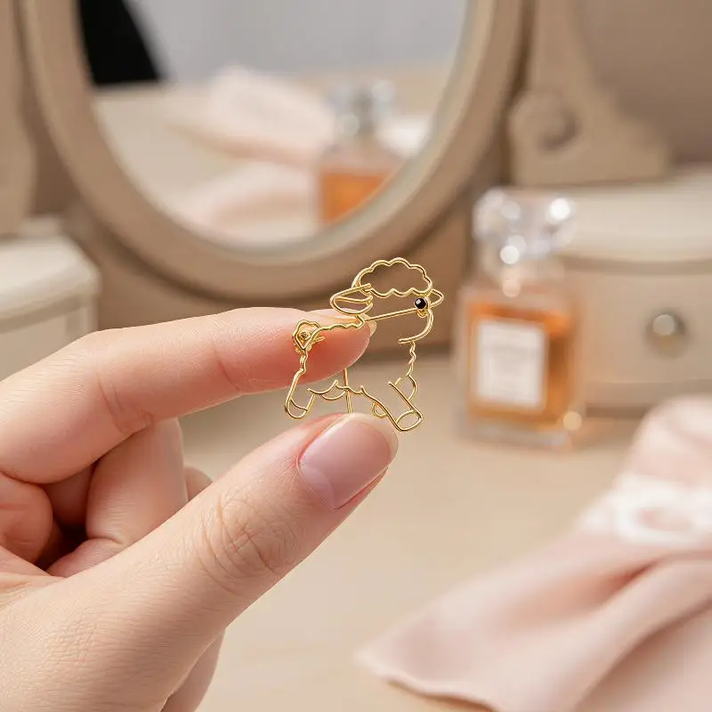 Cute Golden Hollow Sheep Brooch Cartoon Animal Design Fashion Accessory for Jackets Scarves Bags Wedding Guest Outfits