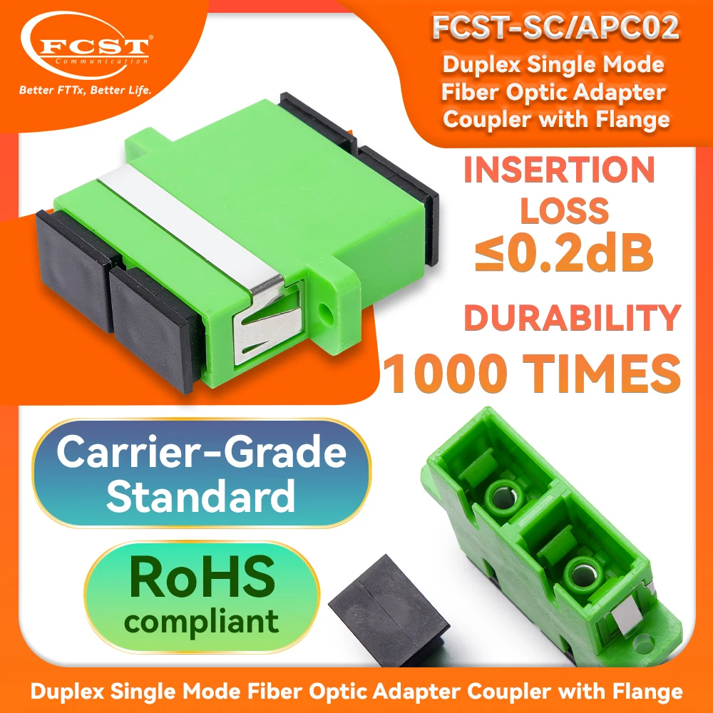 

FCST 10Pcs/50Pcs Fiber Optic Connector Adapter SC/APC SM Flange Single mode Duplex SC-SC APC Coupler FTTH