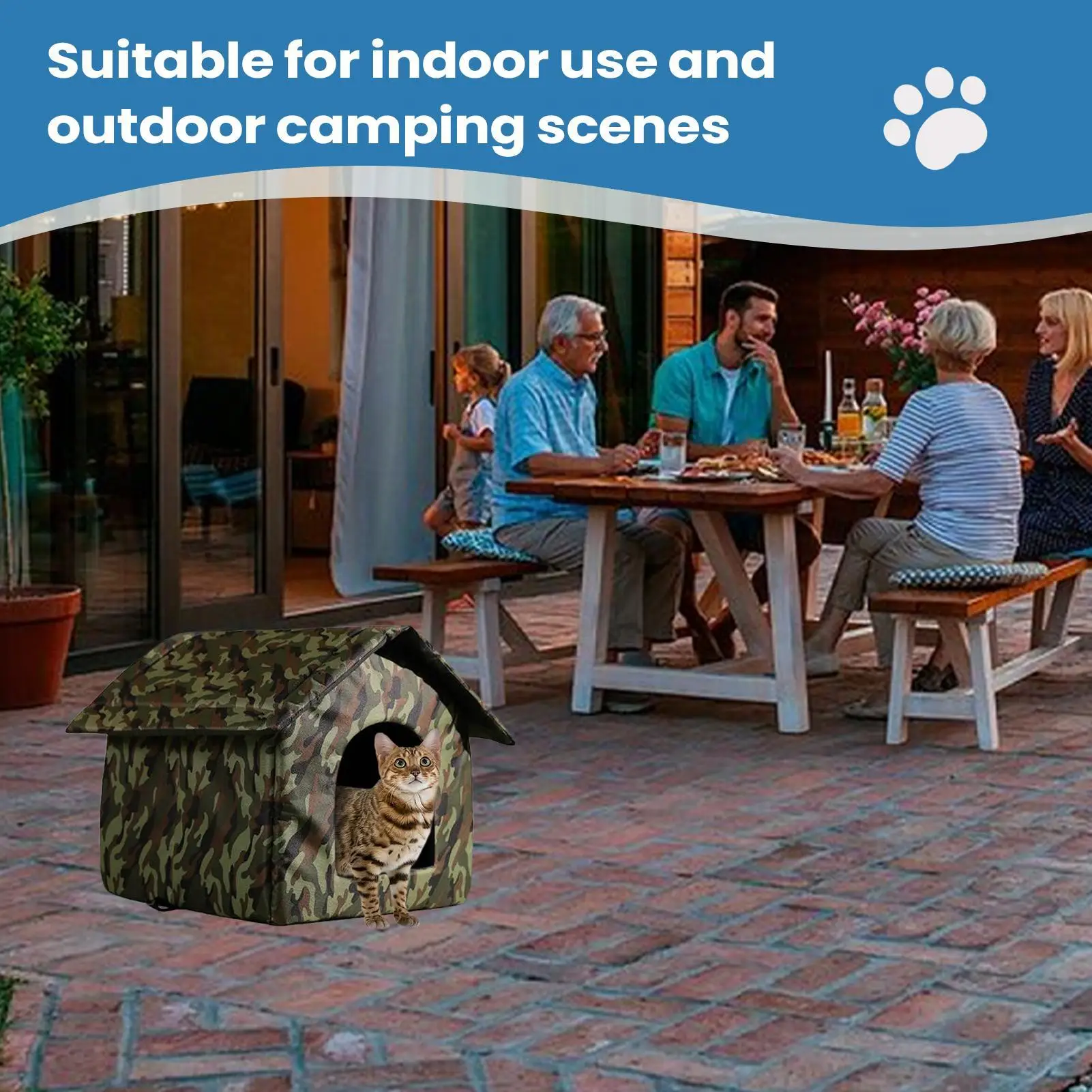 Casa para gatos al aire libre, refugio plegable resistente a la intemperie para gatos callejeros, cama cueva a prueba de viento, condominios antideslizantes para dormir, ocultar para jugar en invierno