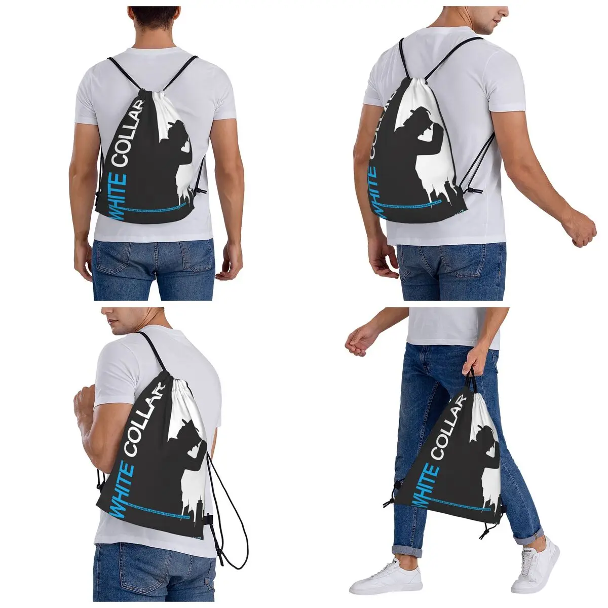 ホワイトカラーバックパック多機能ポータブル巾着バッグスポーツバッグブックバッグ旅行学生のための