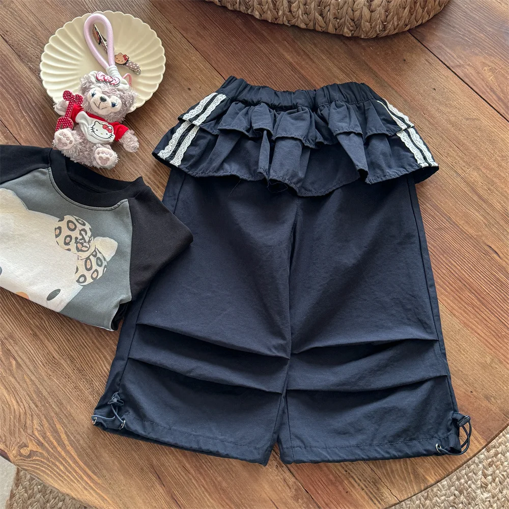 Toddler Girls Cargo Pants Autumn Fashion Patchwork Solid Color Baby Girls Trousers Elastic Waist Kids Baby Girls Casual Pants