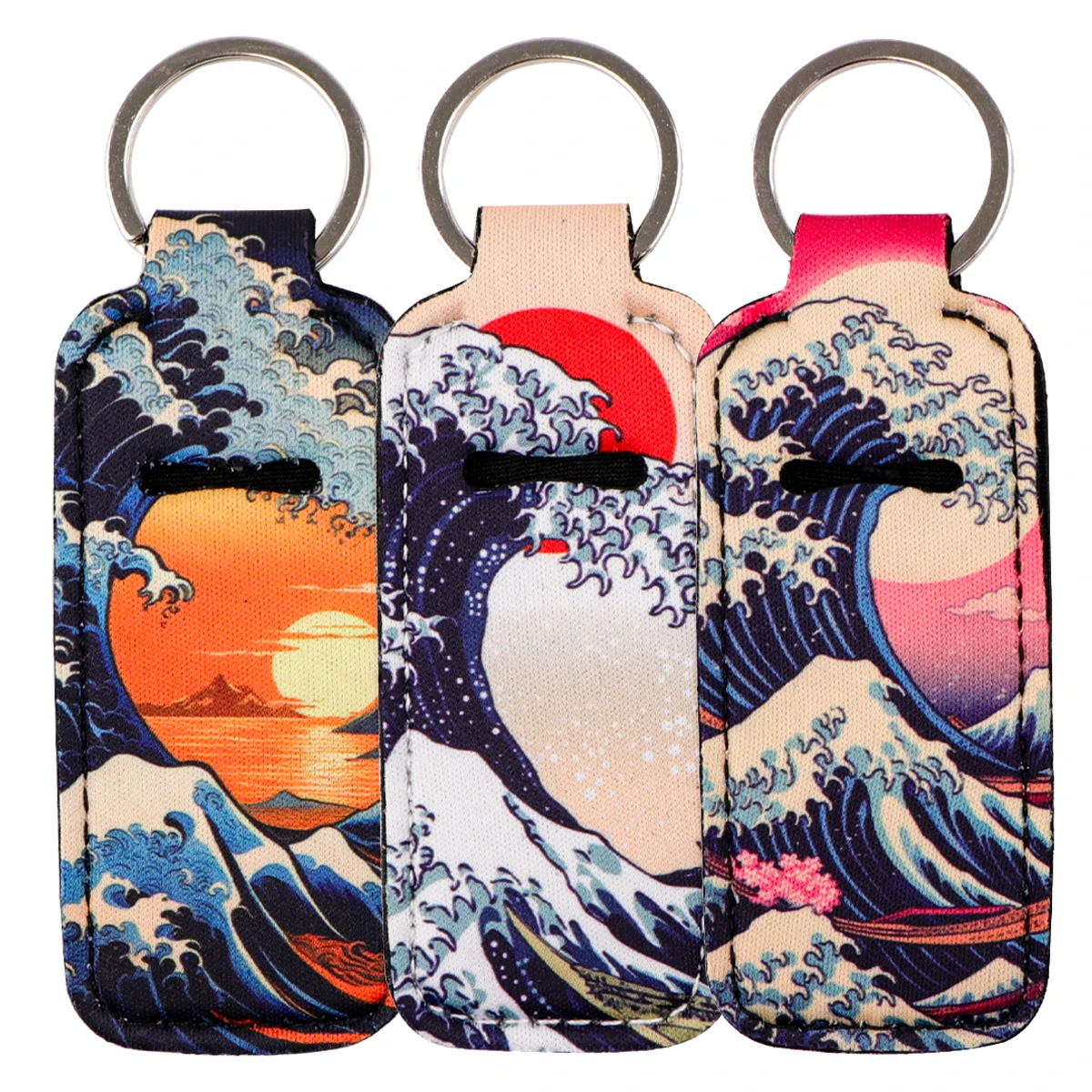 일본 웨이브 립밤 거치대 키체인 클립 온 립스틱 슬리브 거치대 가방 매력 여행 액세서리, 여성 아트 키링