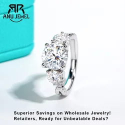 AnuJewel 4.25cttw Moissanite Infinity Engagement Rings D Color 925 Sterling Silver 3 Stone Wedding Anniversary Ring For Women