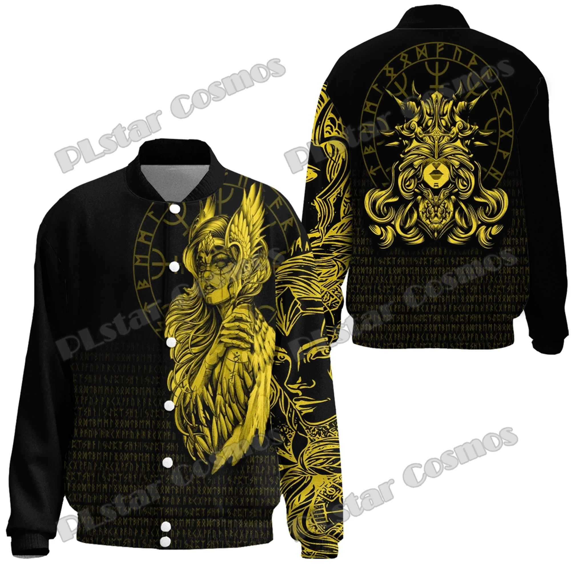 Valkyries Moon Raven Wolf Red Tattoo 3D Printed Fashion Men's Baseball Varsity Jacket Unisex Casual Winter Baseball Jacket FX29