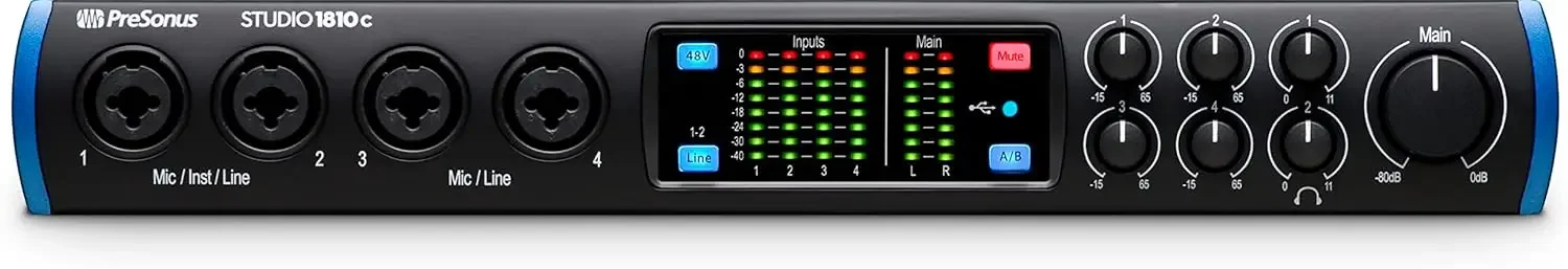 PreSonus Studio 1810c 18x8, 192 kHz, USB Audio Interface with Studio One Artist and Ableton Live Lite DAW Recording Software